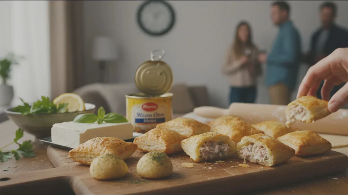 Mini-Blätterteighäppchen mit Thunfisch und Käse für spontane Gäste