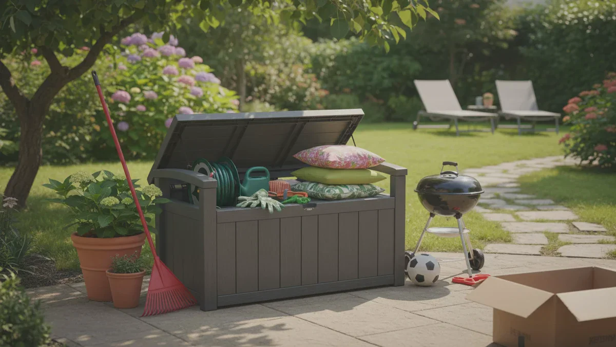 Gartenbank mit Stauraum Keter Eden 2 in 1: Ordnung im Garten ohne Kompromisse