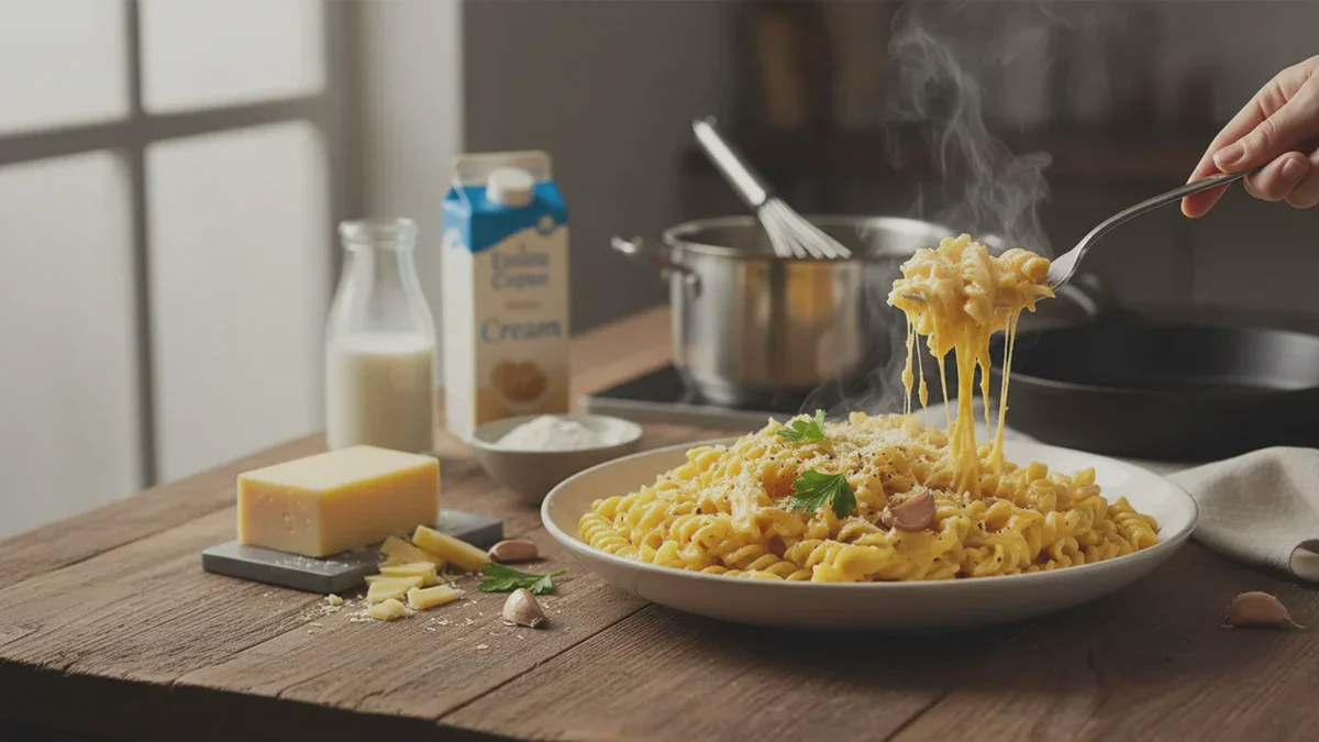 Pasta mit schneller Käsesauce: cremiges Abendessen in 20 Minuten