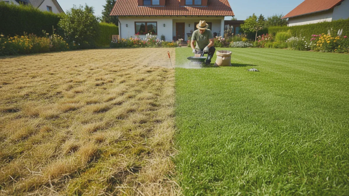 Gelber Rasen wie ein Werbe-Teppich: ein einfacher Trick mit Kalk