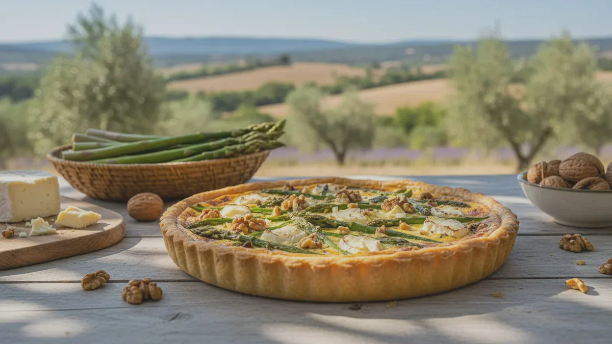 Dieser Quiche mit Ziegenkäse und Spargel duftet nach Frühling und Provence
