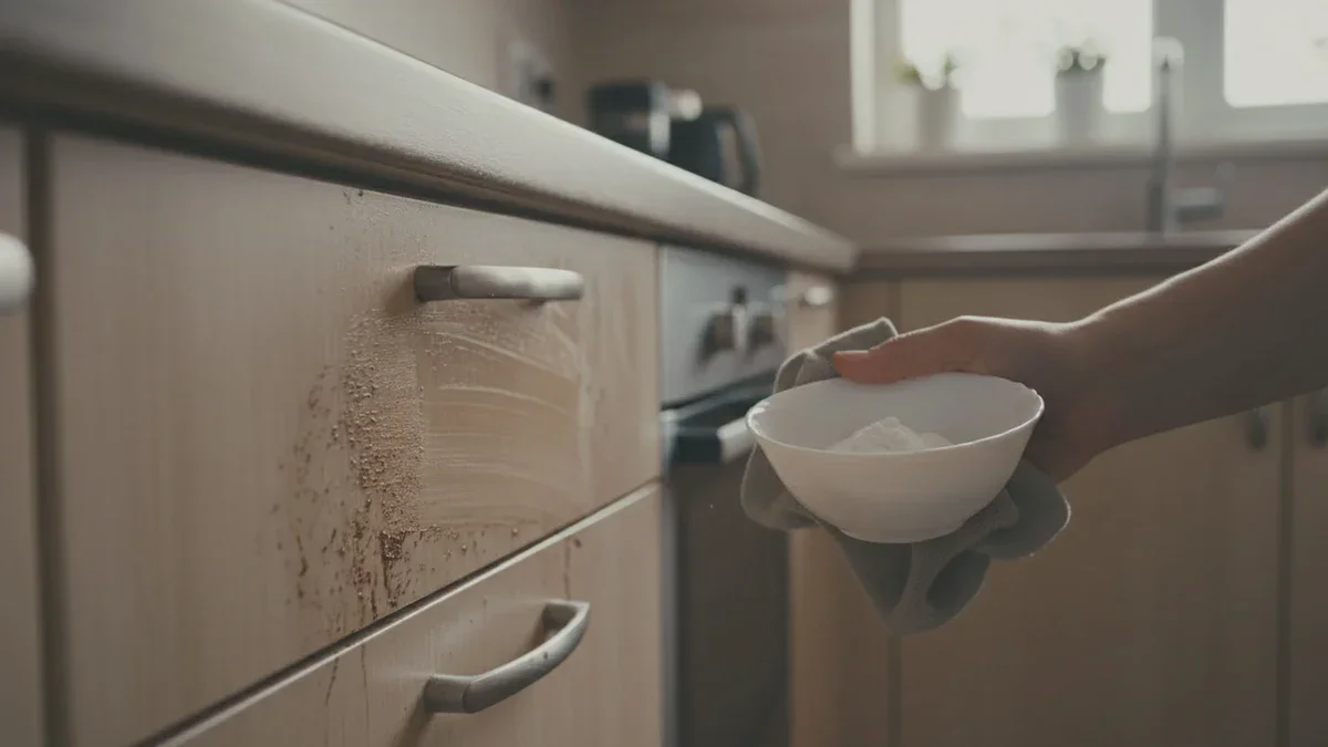 Dieser günstige Trick löst das Problem fettiger Küchenschränke für wenige Cent