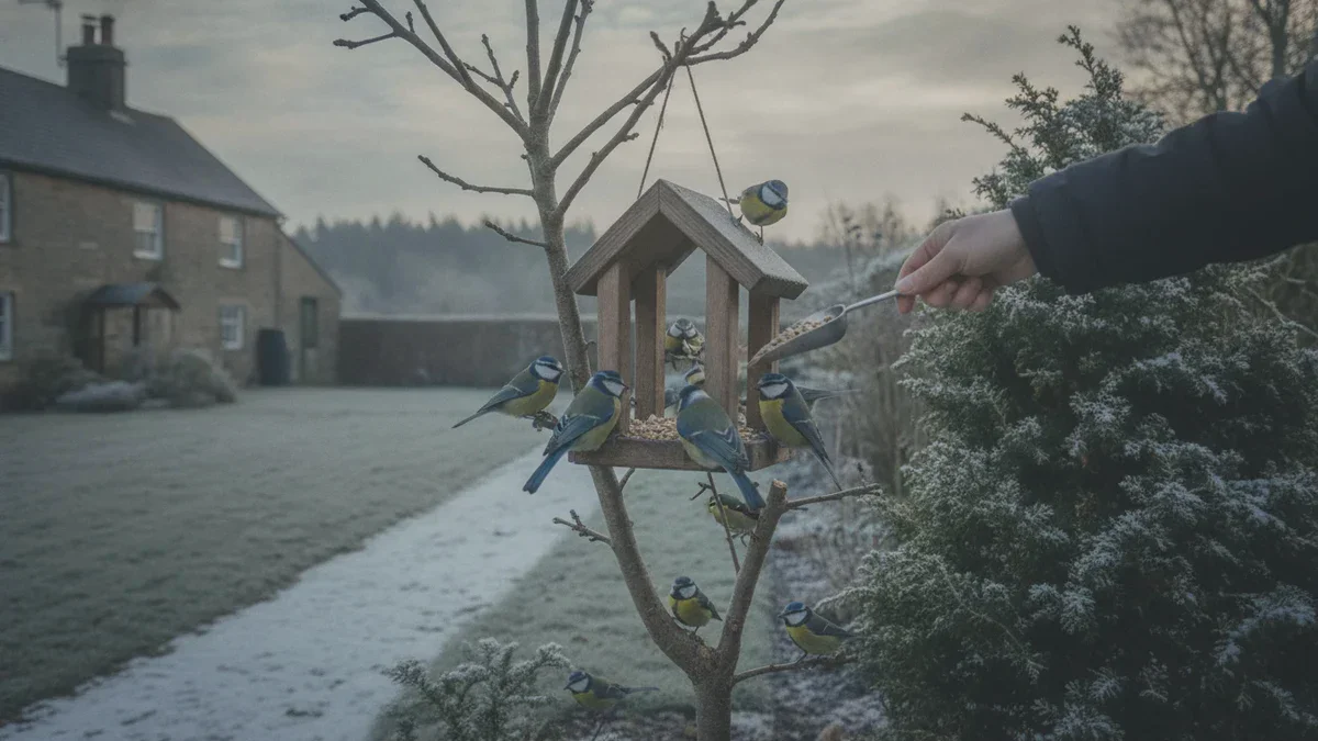 Zu dieser Morgenstunde füllt sich der Garten plötzlich mit Kohlmeisen