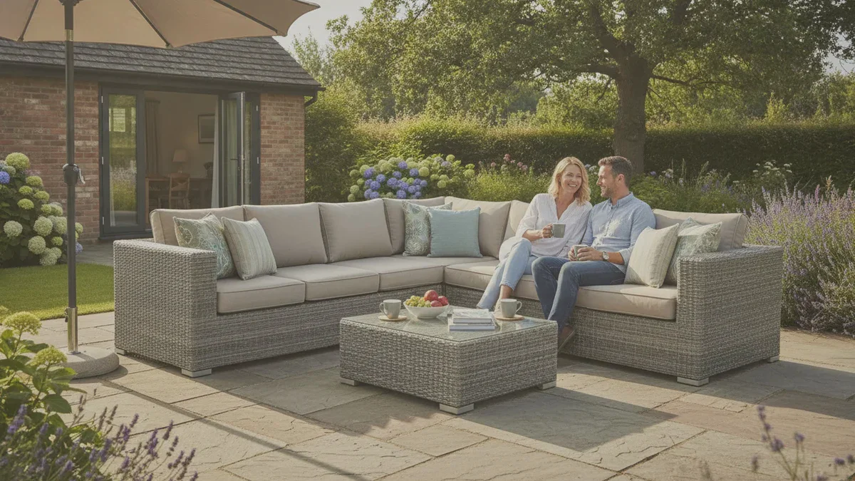 Sommerliche Gartenentspannung: Diese Ecksofa-Garnitur von B&M wirkt luxuriös und ist überraschend günstig