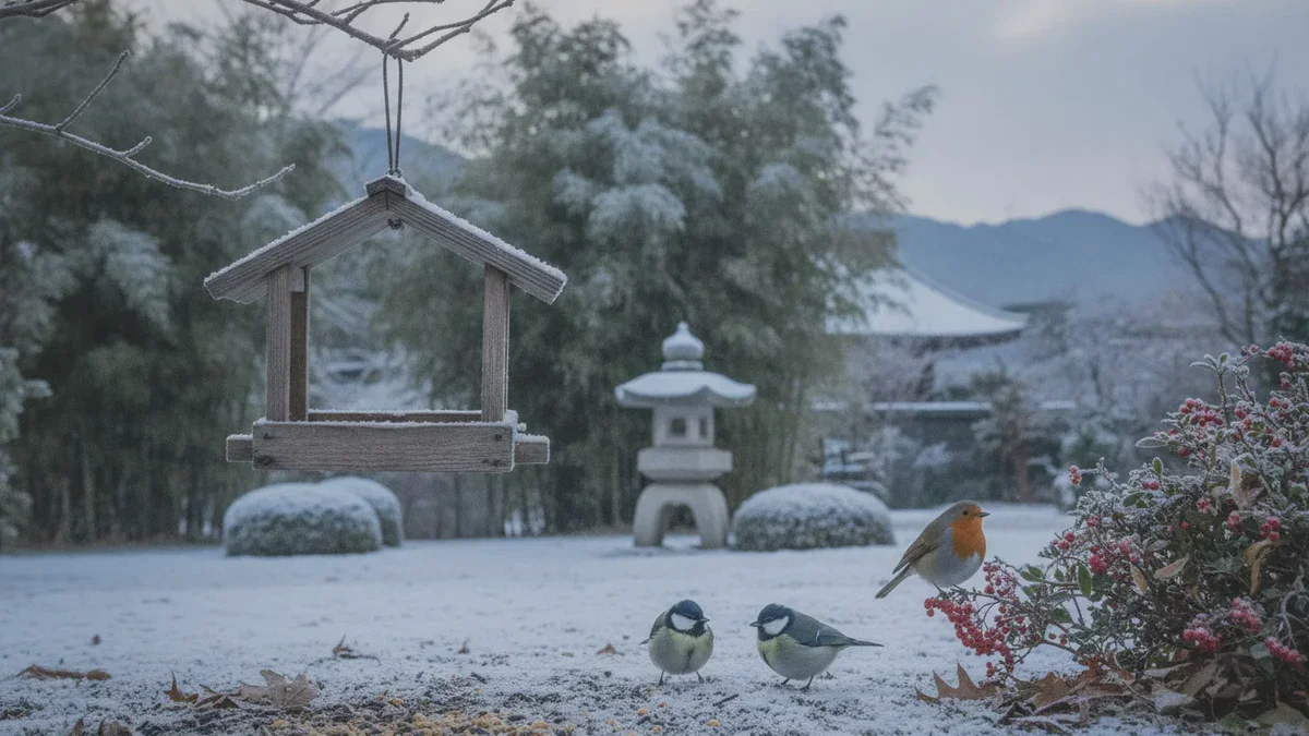 Der japanische Winterumgang mit Vögeln stellt unsere gewohnten Gewohnheiten auf den Kopf
